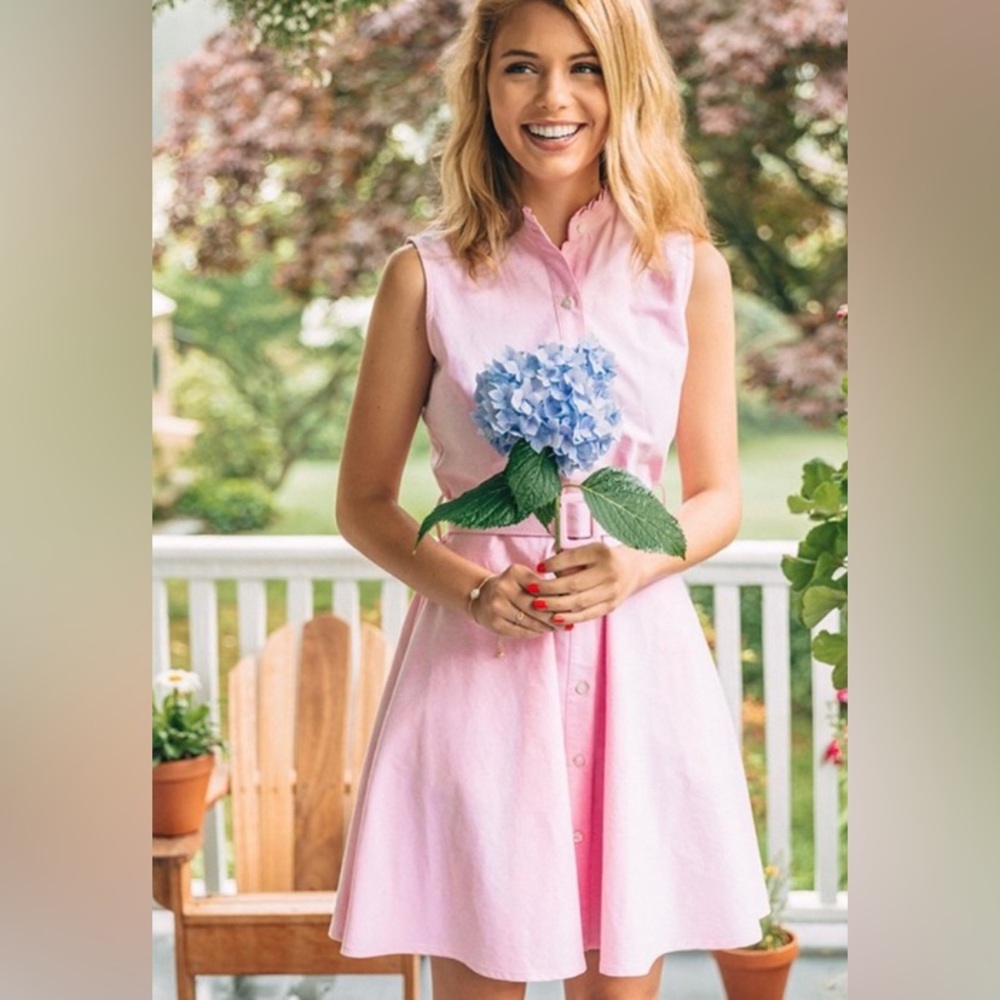 Kiel James Patrick Pink Sleeveless Button-Front Cotton Dress